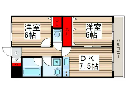 サントラルヴィラージュ(2DK/2階)の間取り写真