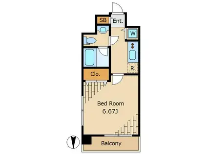 ベルファース目黒東山(1K/7階)の間取り写真