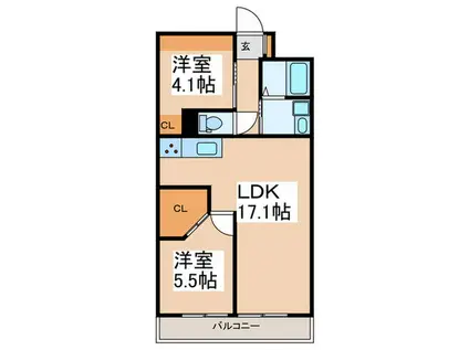 ルモントワール青葉(2LDK/3階)の間取り写真