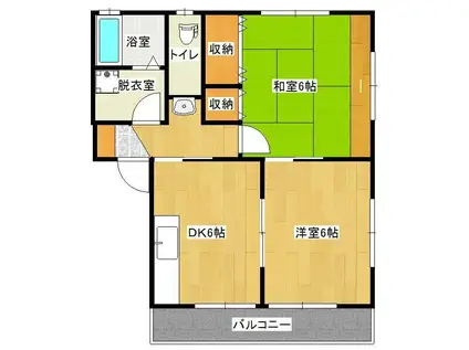 コスモスハイツ(2DK/1階)の間取り写真