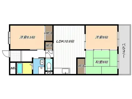 本宮ハイツ山田(3LDK/3階)の間取り写真