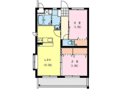 SUN LIGHT(2LDK/2階)の間取り写真