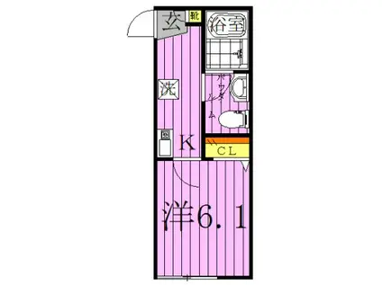 AMBER アンバー(1K/2階)の間取り写真