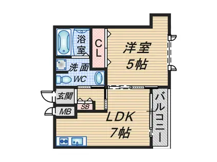 ジュエル曽根東(1LDK/1階)の間取り写真
