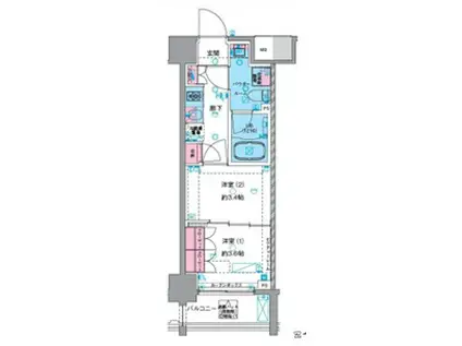 ジェノヴィア浅草VIスカイガーデン(2K/8階)の間取り写真