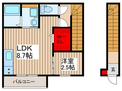 グレイシャス白岡(1LDK/2階)の間取り写真
