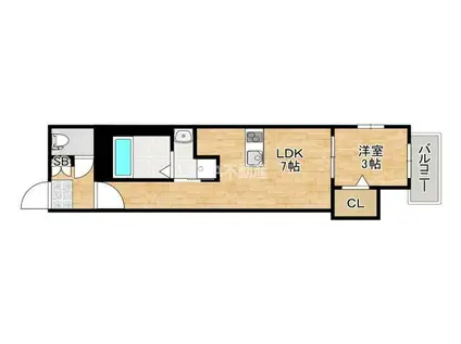 ハーモニーテラス杭全LL(1DK/2階)の間取り写真