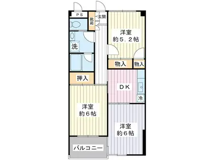 オーシャンブルー(3DK/2階)の間取り写真