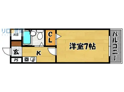 ノルデンハイム豊新(1K/2階)の間取り写真