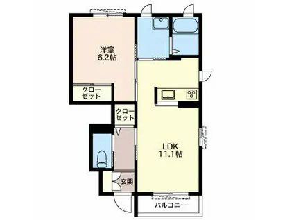 アフェット(1LDK/1階)の間取り写真