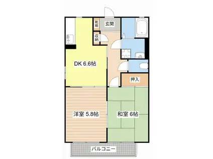 マピエス(2DK/2階)の間取り写真