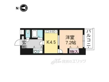 ヴィランセンワ丸太町(1K/2階)の間取り写真