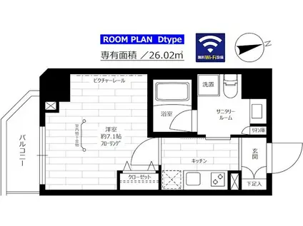グランドコンシェルジュ大森(1K/3階)の間取り写真