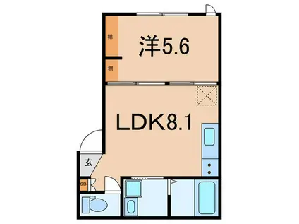 大口仲町計画(1LDK/2階)の間取り写真