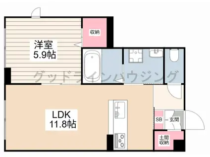 アスカプレミアム(1LDK/1階)の間取り写真