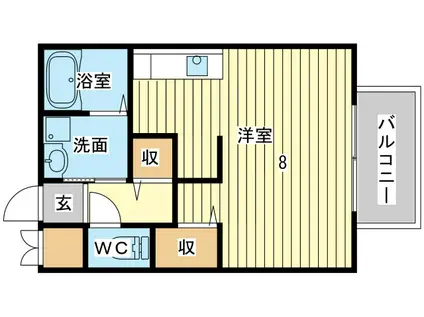 コンフォートテクノIIA(ワンルーム/2階)の間取り写真