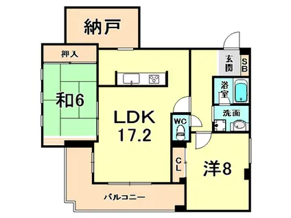 S-RESIDENCE夙川(2SLDK/2階)の間取り写真