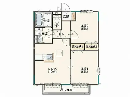 メゾン広内(2LDK/2階)の間取り写真