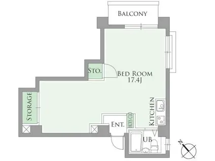東都赤坂コーポ二(ワンルーム/5階)の間取り写真