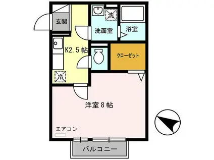 Mハイツ(1K/1階)の間取り写真