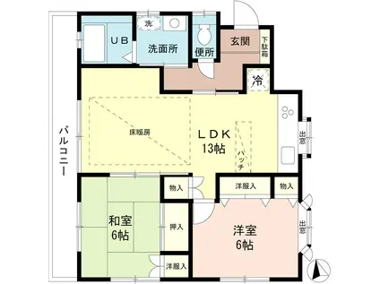 峰ハイツ(2LDK/2階)の間取り写真