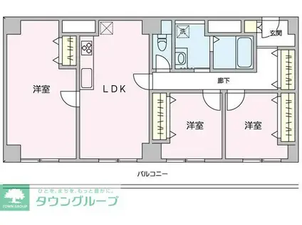フェリス辰巳台(3LDK/1階)の間取り写真