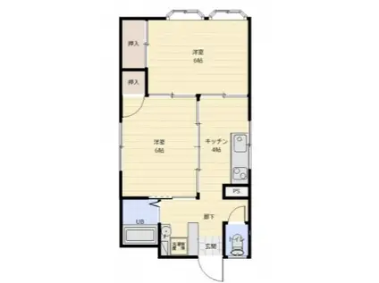 HOTTIE(2DK/4階)の間取り写真