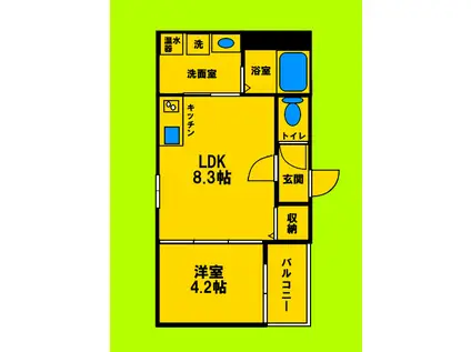 イルクオーレ(1LDK/3階)の間取り写真