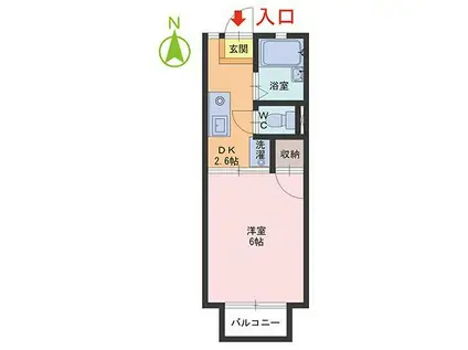 AMI-I(1DK/2階)の間取り写真