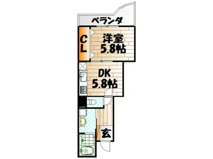 フェルト1713(1DK/3階)の間取り写真