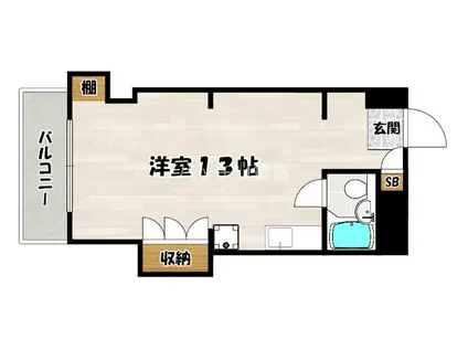 日之出ビル博多駅南(ワンルーム/1階)の間取り写真