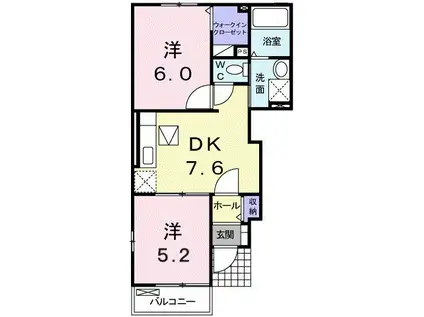 グレイス吉田 II番館(2DK/1階)の間取り写真