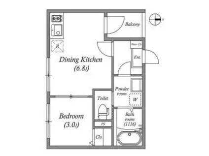 ハーモニーテラス平野西II(1DK/3階)の間取り写真