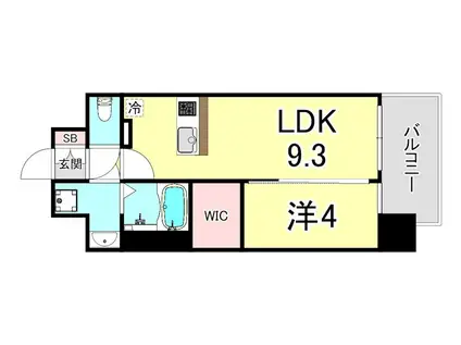 エスライズ神戸三宮山手通1番館(1LDK/3階)の間取り写真