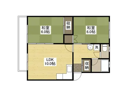 新涯マンション B棟(2LDK/3階)の間取り写真
