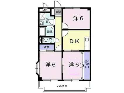 サニーヒル朱雀(3DK/4階)の間取り写真