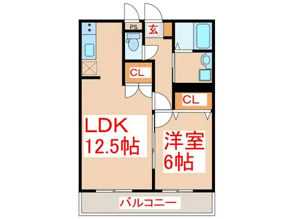 CRESCENT(1LDK/1階)の間取り写真