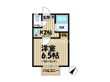 ルーデンス鎌倉(1K/2階)の間取り写真