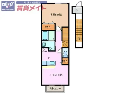 ネネムの森A(1LDK/2階)の間取り写真