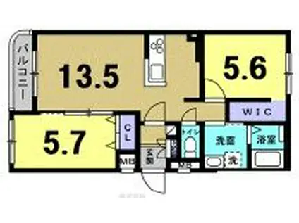 RISHAS(2LDK/4階)の間取り写真