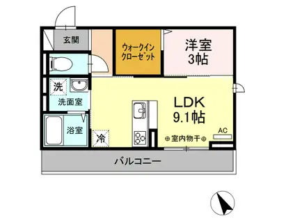 D-ROOM F.京町(1LDK/2階)の間取り写真