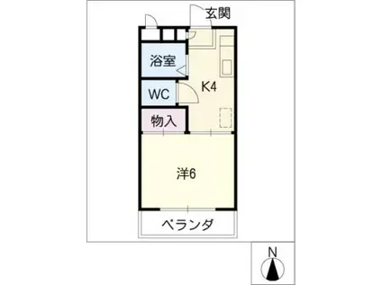 ケントハイツA棟(1K/2階)の間取り写真