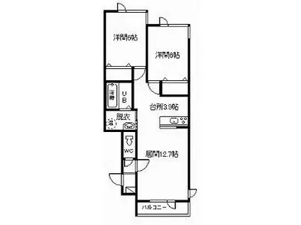 ＪＲ石北本線 旭川四条駅 徒歩16分 2階建 築18年(2LDK/2階)の間取り写真