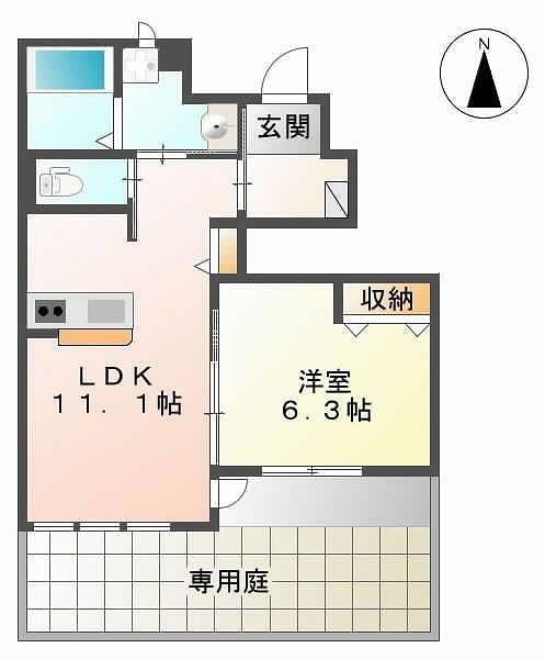 ブリアン・ルミエール(1LDK/1階)の間取り写真