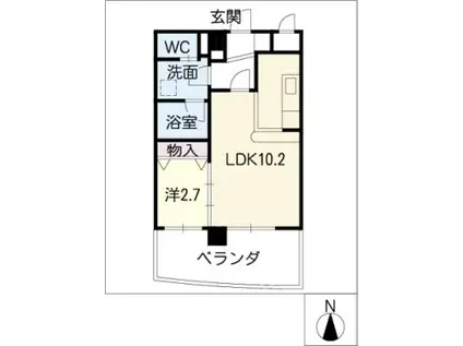 アルファパル阿由知通(1LDK/4階)の間取り写真