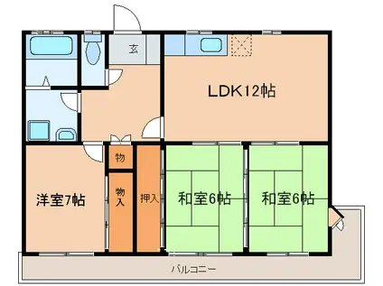 第2伊佐ビル(3LDK/3階)の間取り写真