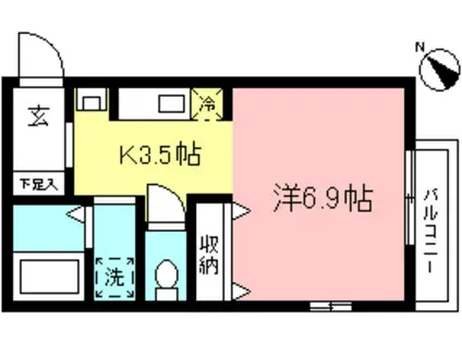 コートビレッジ(1K/1階)の間取り写真