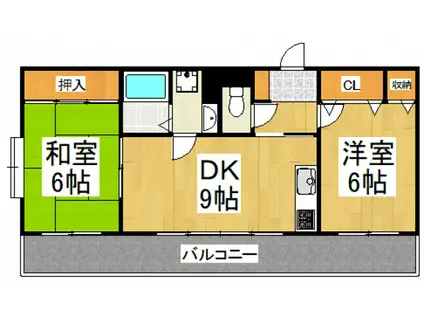山崎第6ビル(2DK/3階)の間取り写真