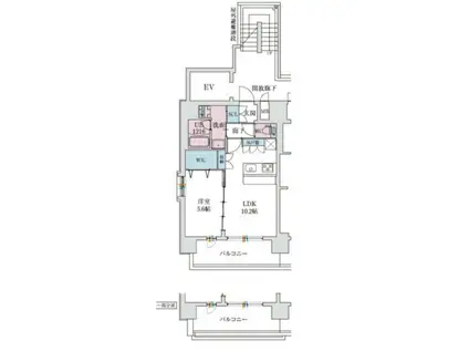 スプランディット梅田ウエスト(1LDK/2階)の間取り写真