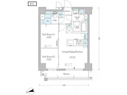 アーバネックス戸越(2LDK/11階)の間取り写真